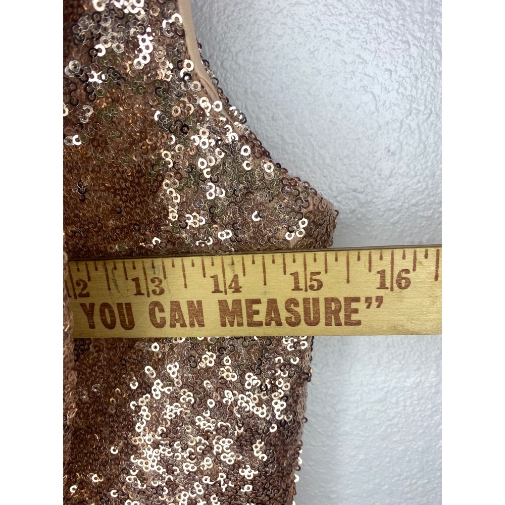 Christina Wu Celebration Rose Gold Sequin Formal Gown Size 4 Evening Prom Dress - Picture 6 of 10
